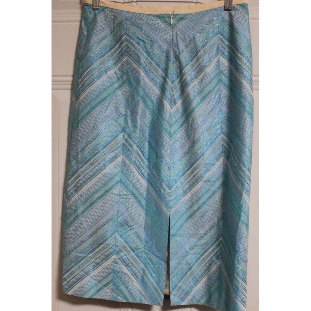 Escada Blue Chevron Pencil Skirt - Picture 4 of 7